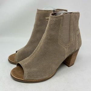 TOMS Majorca Taupe/Tan Open Peep Toe Bootie